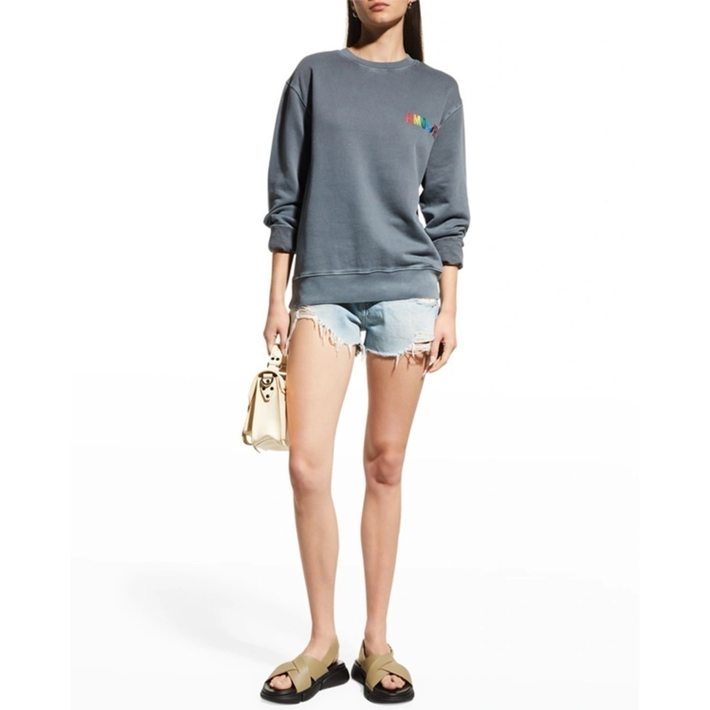 Zadig & Voltaire Simba Amour Wings Cotton Crew Sweatshirt in Blueberry Size L